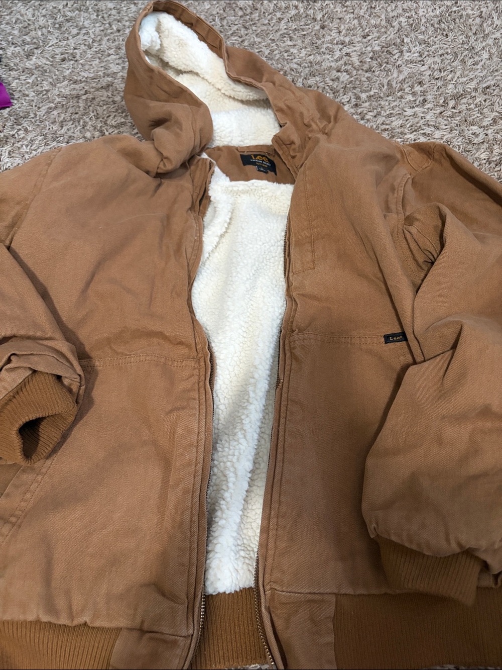 Lee Tan Hooded Jacket with Ivory Sherpa Lining